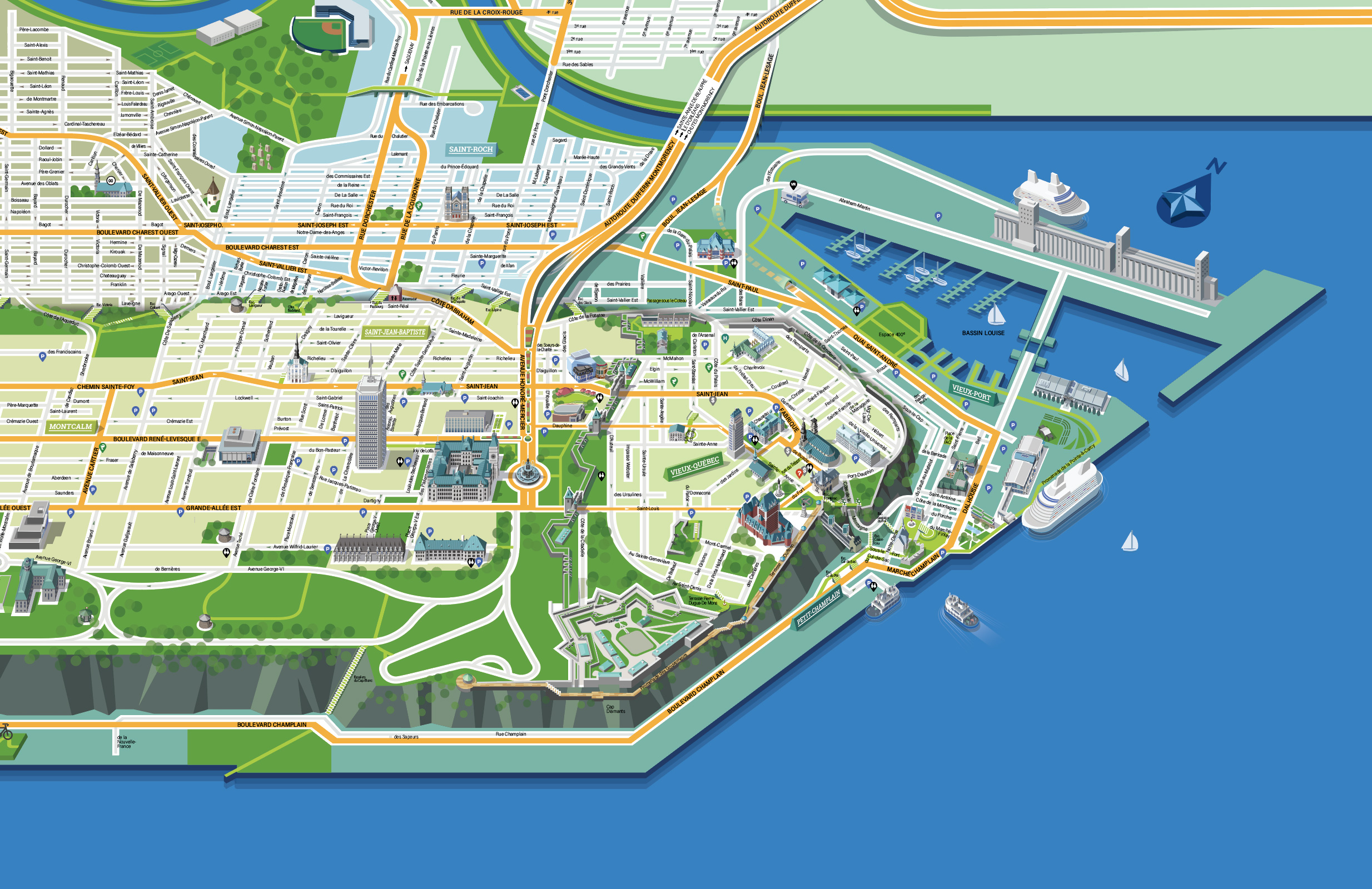 Carte touristique de la ville de Québec studio Bergeron